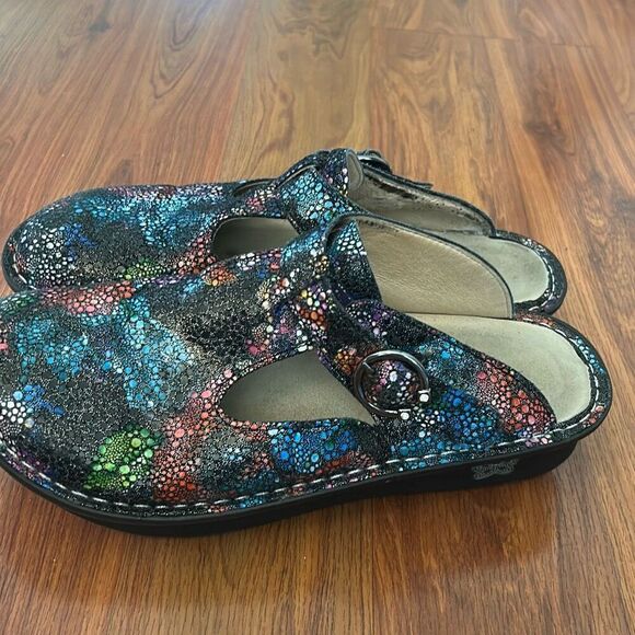 Alegria black blue butterfly leather slip on shoe size 38 - Picture 2 of 7